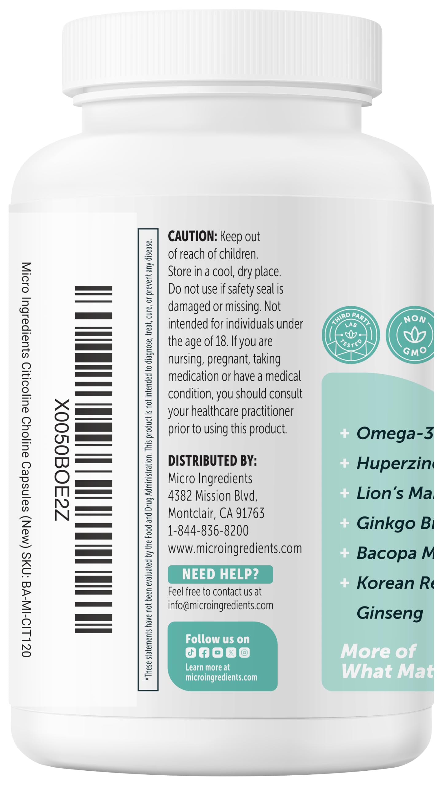 Citicoline CDP Choline 1,000 mg Per Serving, 120 Vegetarian Capsules — Amazon image 9