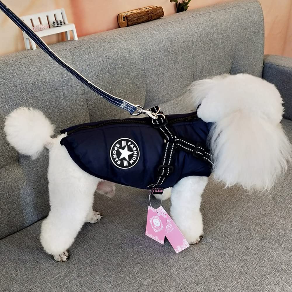 Oncpcare 犬服 一体型綿入れを牽引する 犬 ベスト 綿服コート 猫 小型犬 中型犬 服 お散歩 軽量 着脱簡単 秋 冬 防寒 防水ジャケット 暖かい ペット服 - 5