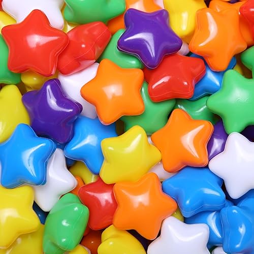 Miniatura 10 de TRENDPLAY Pelotas con forma de estrella para niños, 100 unidades, bolas de plástico no tóxicas a prueba de aplastamiento, tienda de campaña para