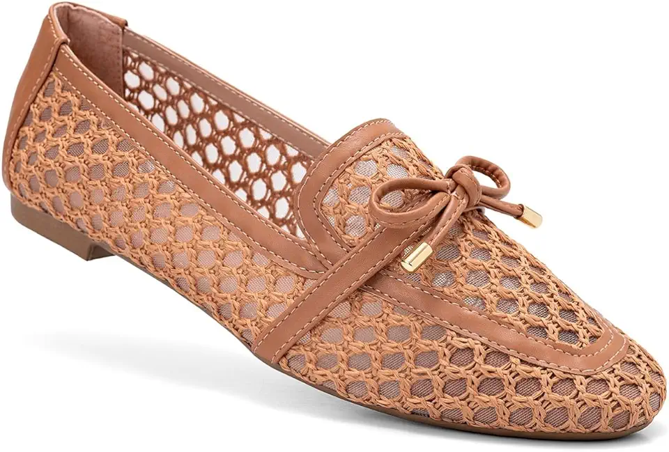 Mocassim Feminino Lumiss Material Natural Tela Bico Quadrado Confortável