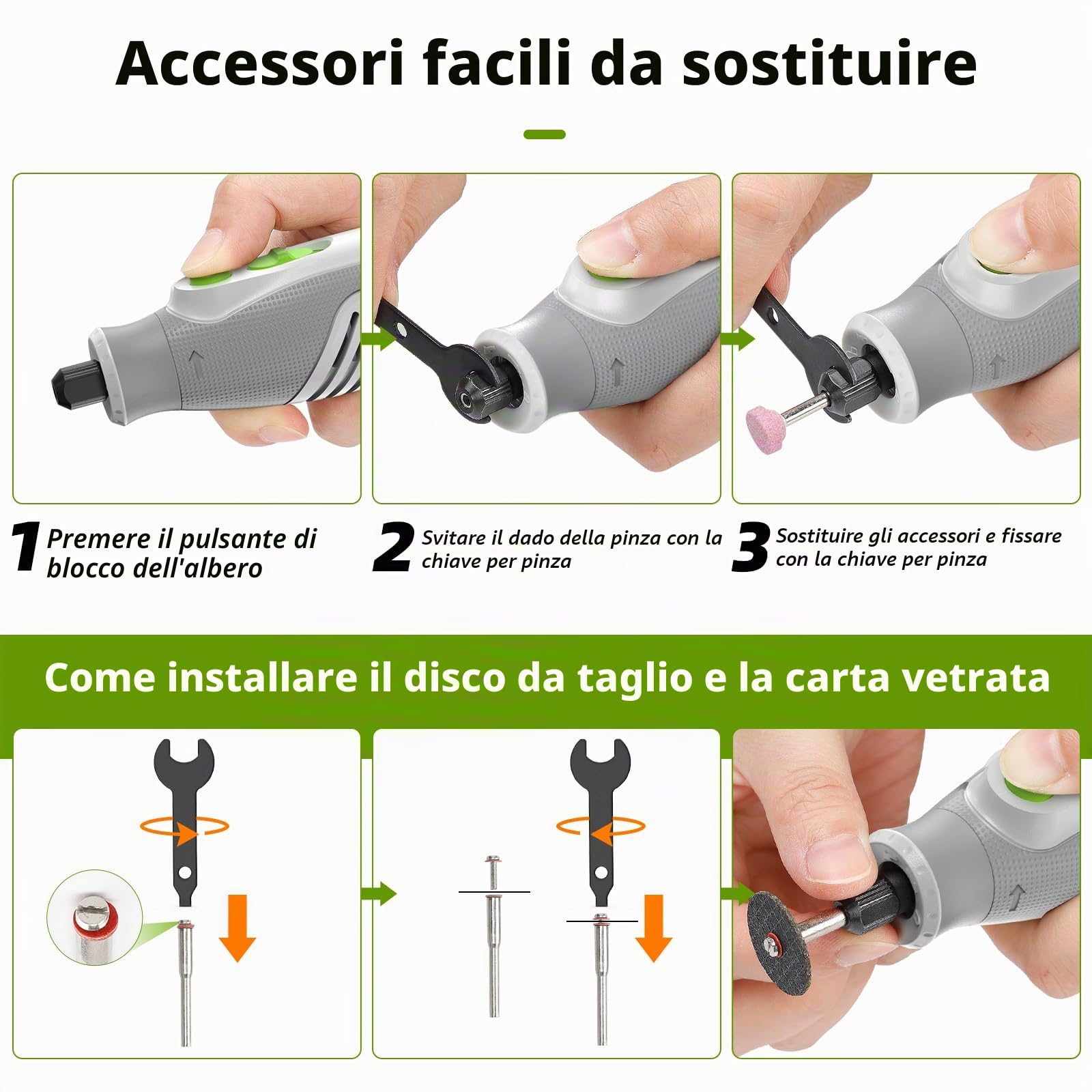 Huepar Tool Mini Trapano 4V MAX Utensile Multifunzione a batteria 51 Accessori Strumenti Rotativi 5 Marce 5000-25000 giri/min