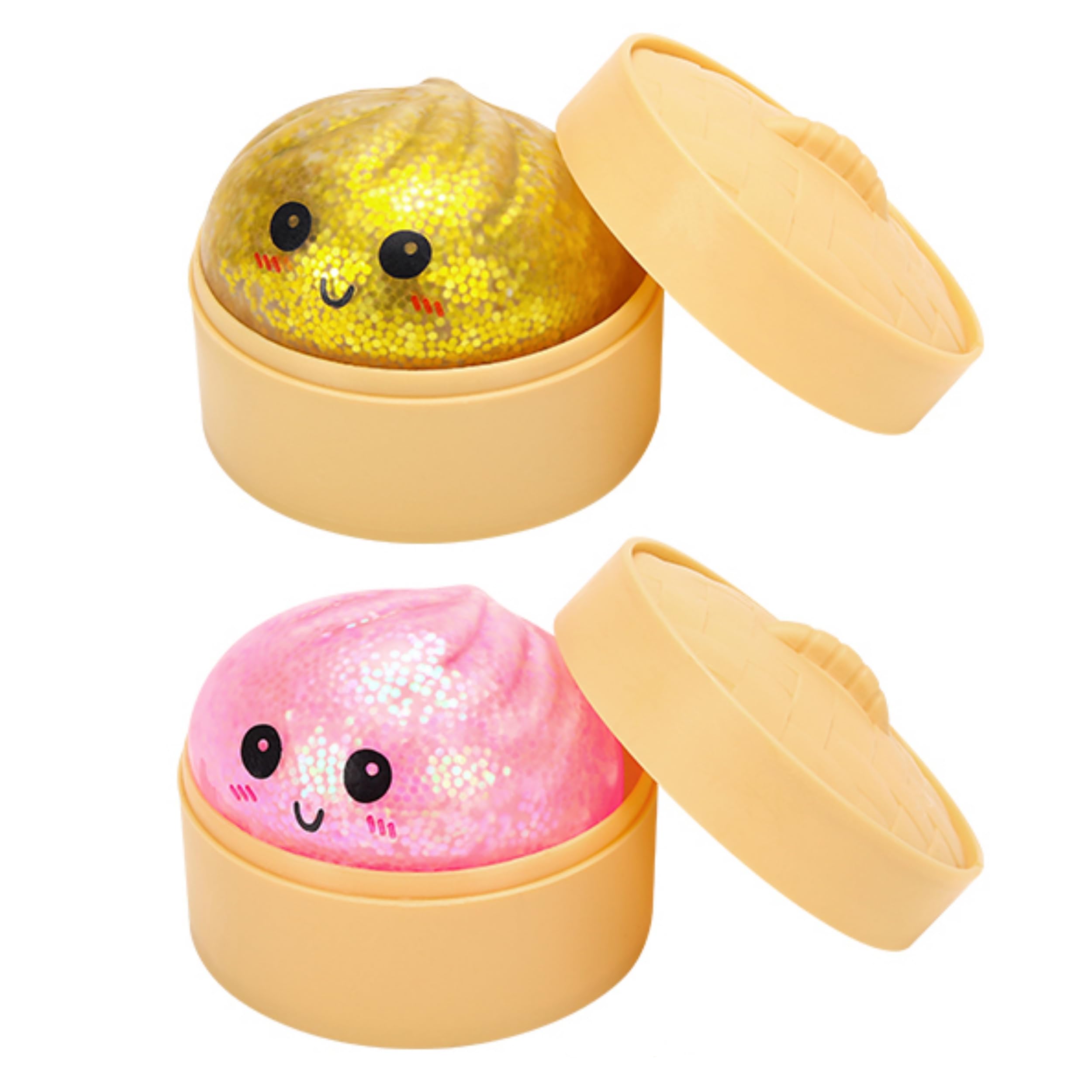 Photo 1 of 2 Pcs 2.1" Mini Glitter Dumpling Squishy Toy, Dumpling Squishy Mystery Box, Fun Stress Relief Sensory Fidget Toy for Kids and Adults, Collectible Desk Decor Gifts