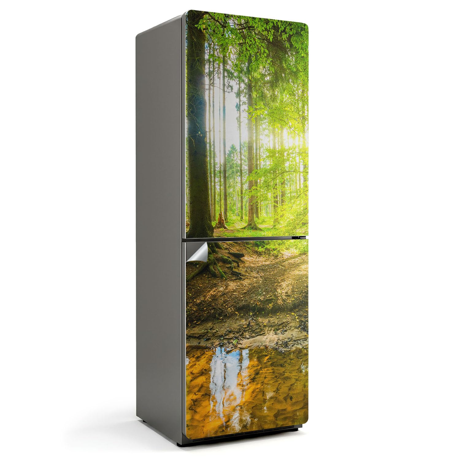 Sticker réfrigérateur paysage forestier 60x180 cm - Habillage complet étanche pour cuisine