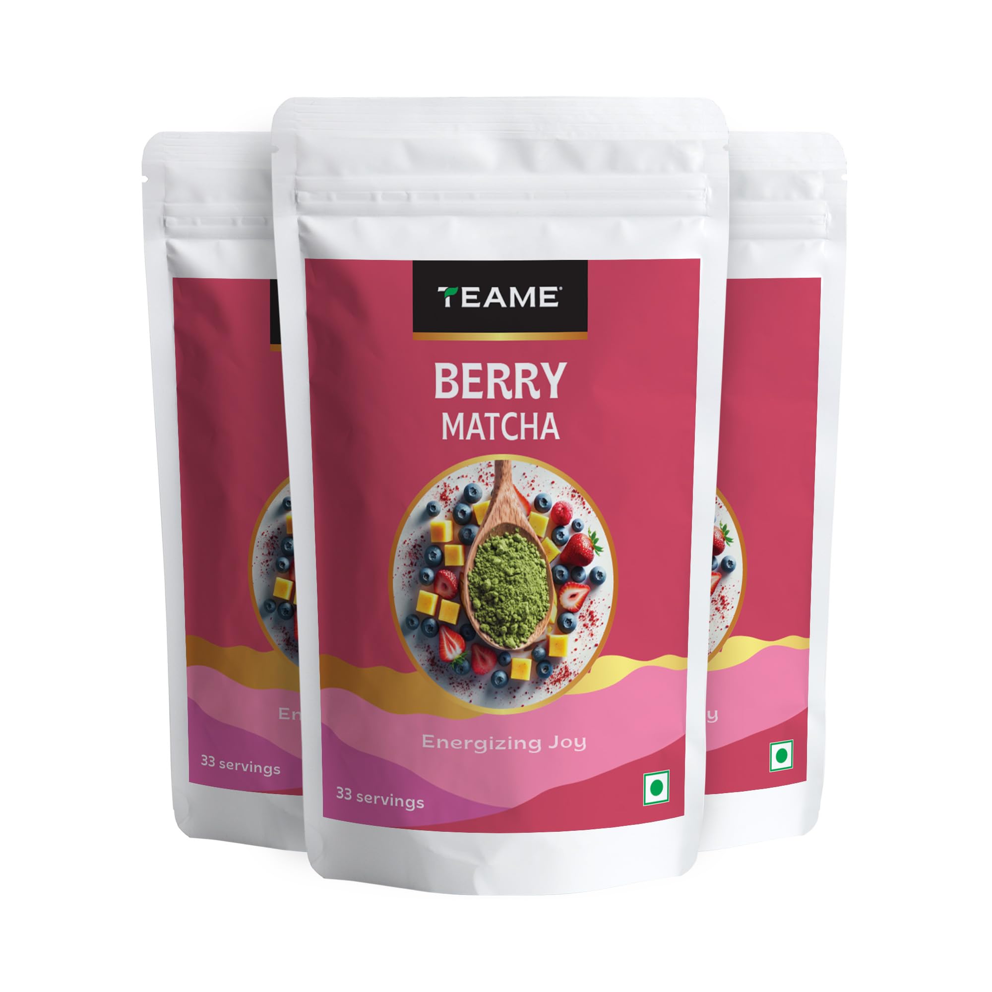 TE-A-ME Berry Matcha Tea Powder, 150g (99 Servings) | Tasty Macha | No Artificial Sweeteners | Premium Grade | Ceremonial Grade | Flavoured Matcha | Christmas Gift | New Year Gift