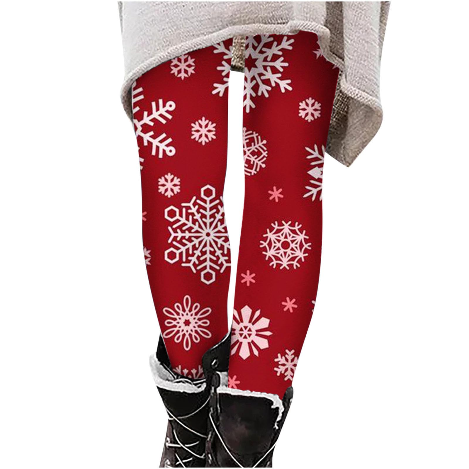 Xiaojmake Christmas Leggings for Women High Waisted Workout Pants Tummy Control Santa Claus Print Gym Legging Xmas Tights