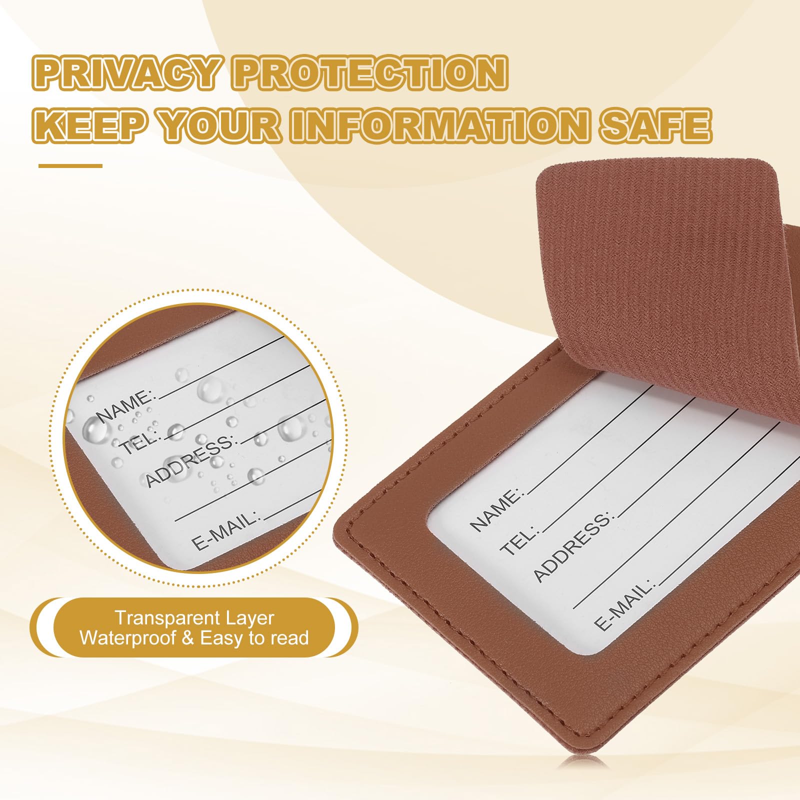 PATIKIL Leder-Gepäckanhänger, 50 Stück Gepäckanhänger aus PU für Koffer Flugreisen, Braun