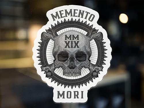 Miniatura 2 de Paquete de 2 calcomanías de vinilo impermeables Memento Mori para coche, laptop, pared, ventana, parachoques de 5.5 pulgadas