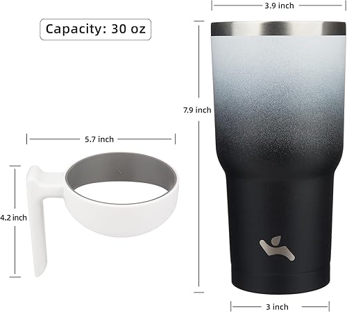 Miniatura 186 de 10 oz Tumbler with Handle and 2 Straw 2 Lid, Insulated Water Bottle Stainless Steel Vacuum Cup Reusable Travel Mug,Turquoise Negro