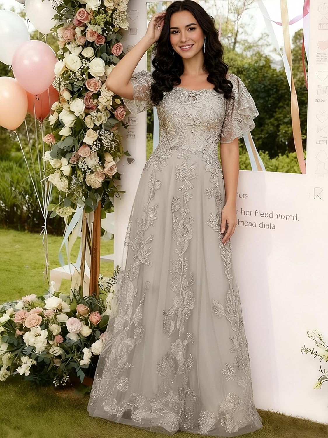 JAEDEN Mother of The Bride Dresses Long 2026 - Lace Sleeves Mother Groom Dresses for Wedding