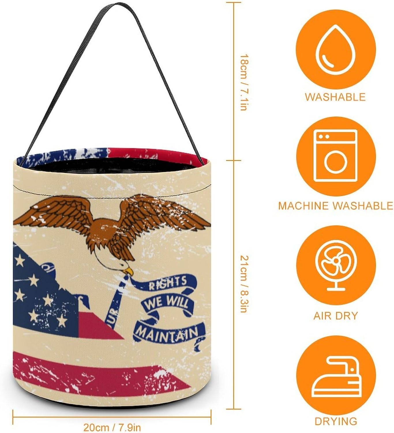 Vintage U.S And Iowa State Flag Candy Bag Halloween Treat Goody Bags Party Basket Handbag Holiday Decor