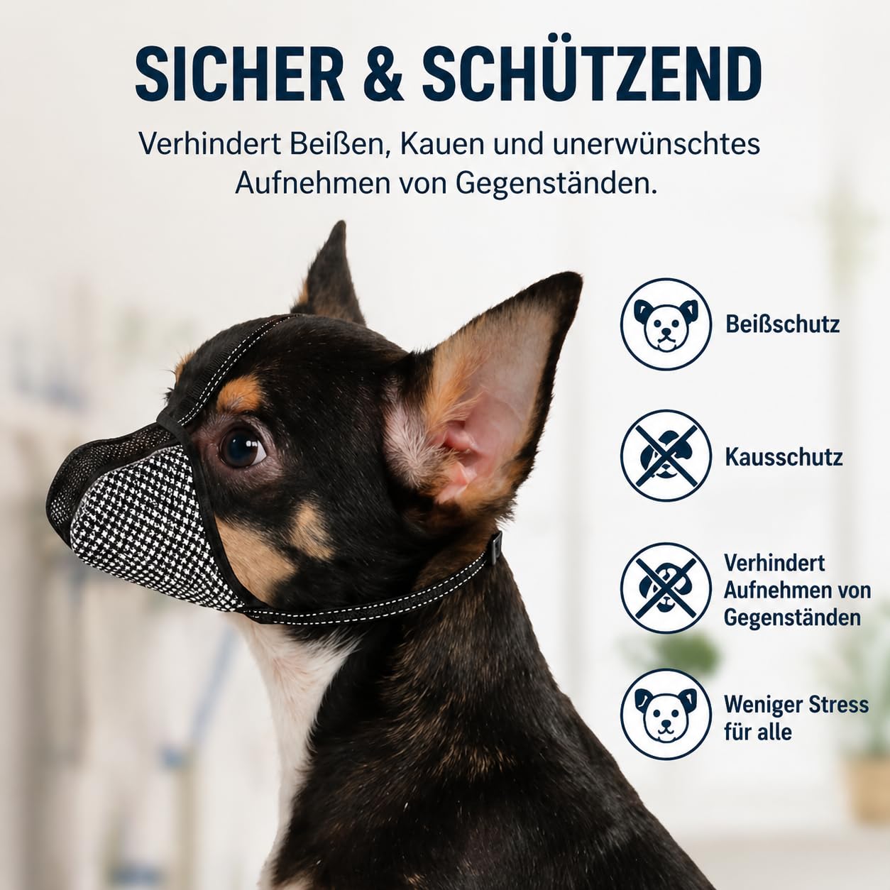 Generisch Maulkorb für Hunde, Soft Mesh Maulkorb, Maulkorb für extra kleine Hunde,Kauen, Bellen, Reflektierend, Verstellbar, Vollständige Abdeckung, für Fellpflege, Schnitzen, Schwarz, Größe XS