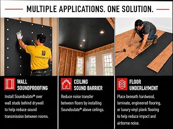 Soundsulate 2 lb Mass Loaded Vinyl, MLV, Soundproofing, Sound Barrier, 4' x 15' x 6 Rolls (360 sf)
