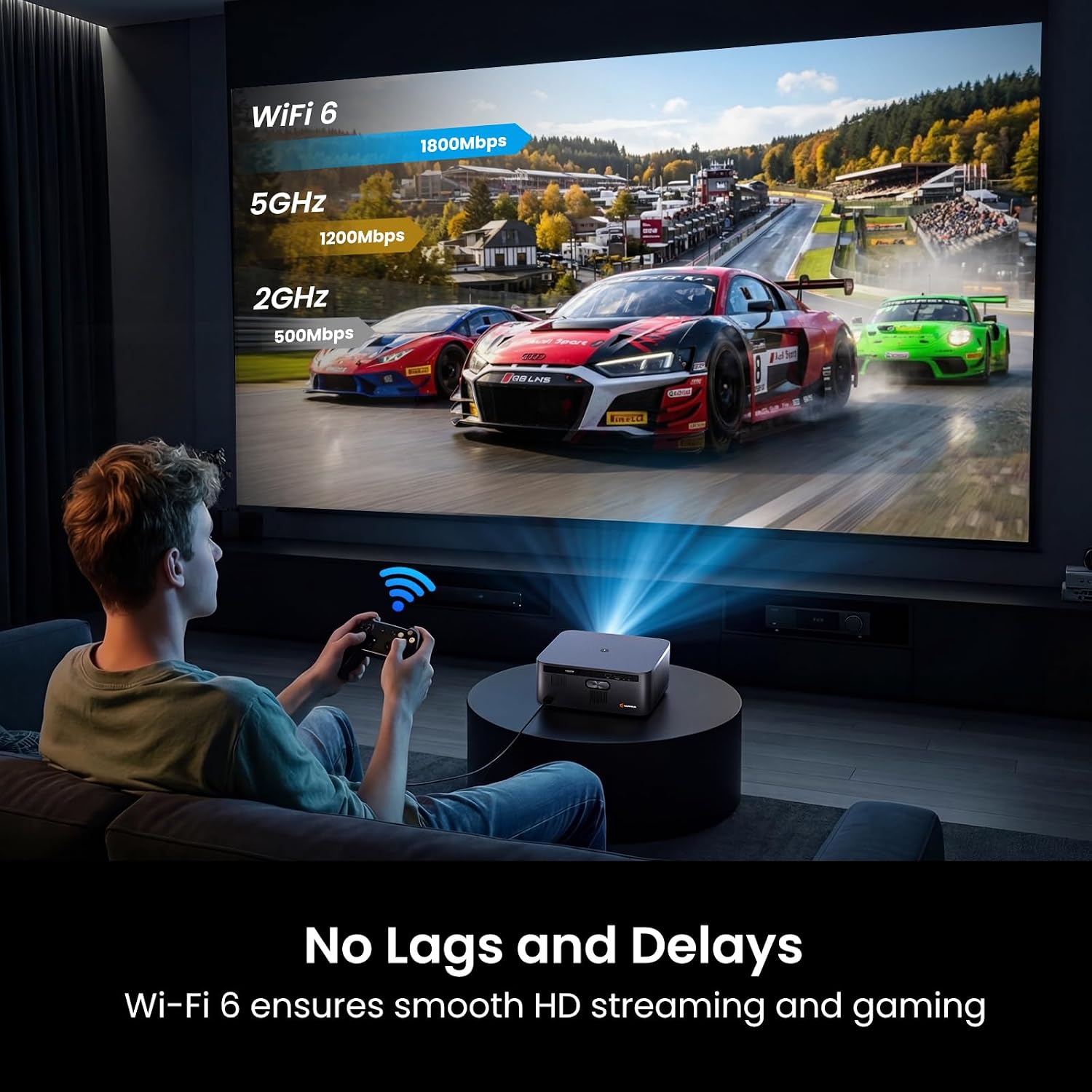 HAPPRUN 3000 ANSI Lumens Outdoor Projector with Official Google TV, 4K Supported Smart Movie Projector, Dolby Audio, Auto Focus & Keystone, WiFi 6 and Bluetooth for Indoor & Outdoor Movies,Black 10