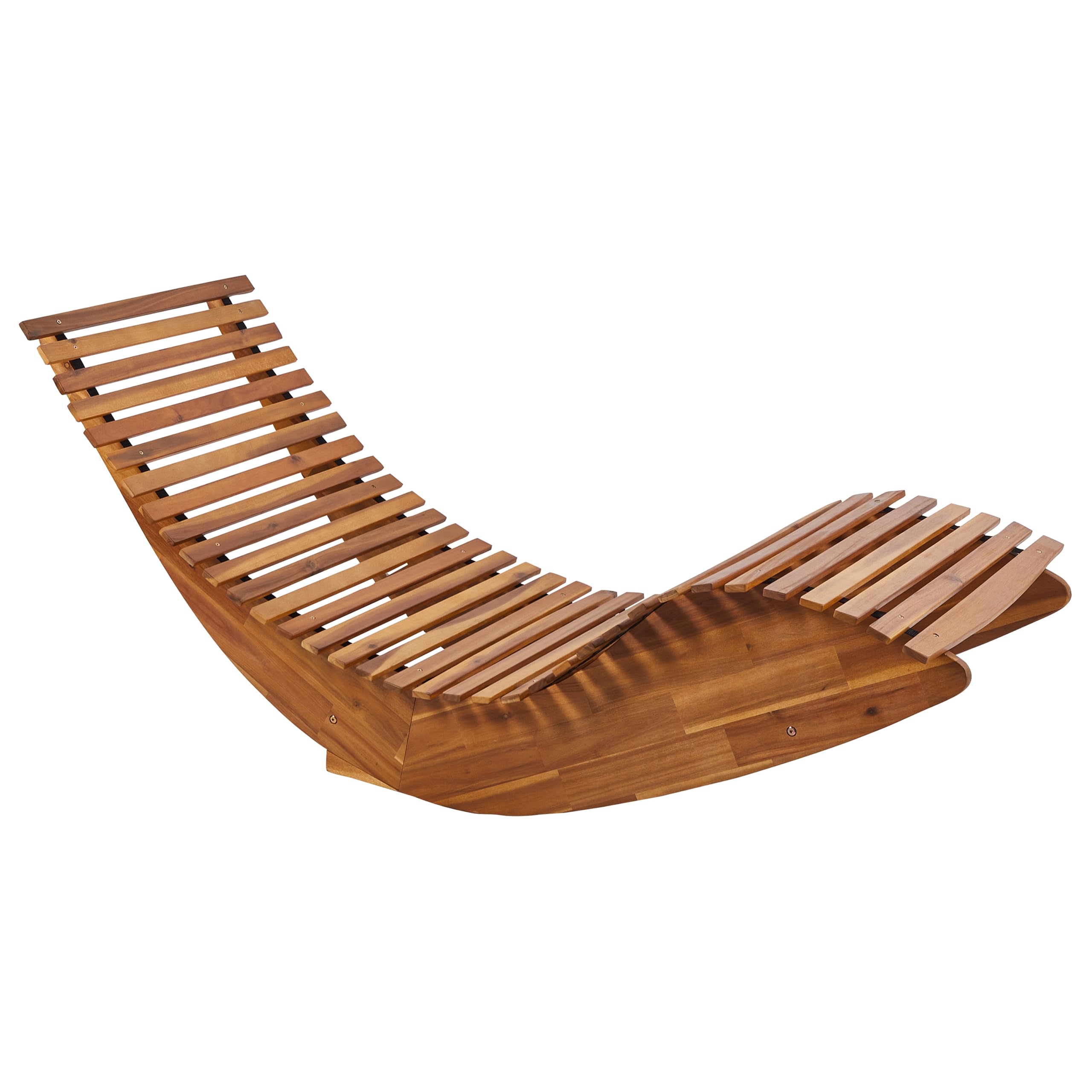 Beliani Bain de Soleil à Bascule pour Jardin et Patio en Bois d'Acacia Clair Naturel Brescia II
