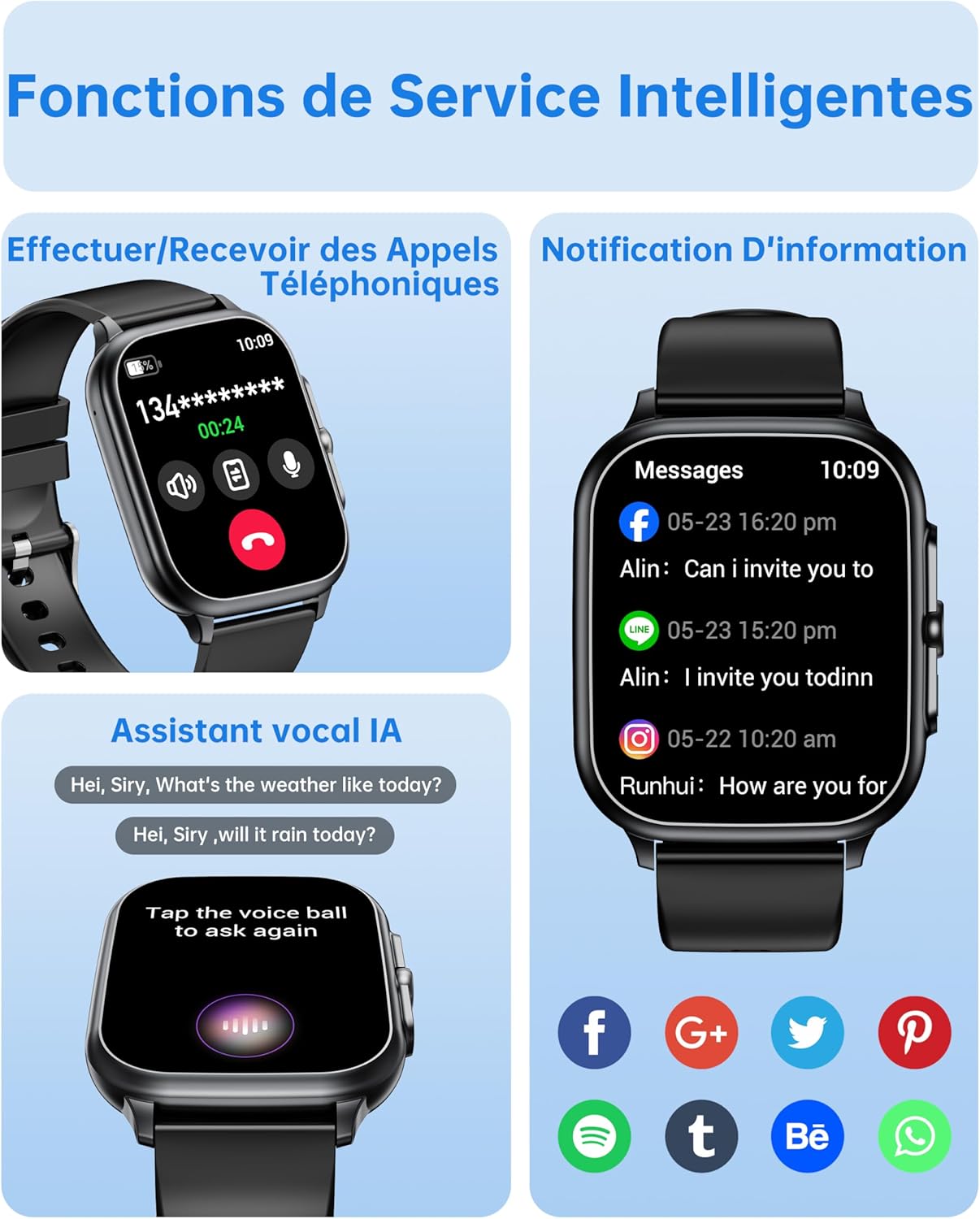 OUKITEL Smartwatch displaying a call interface, ready for Bluetooth pairing
