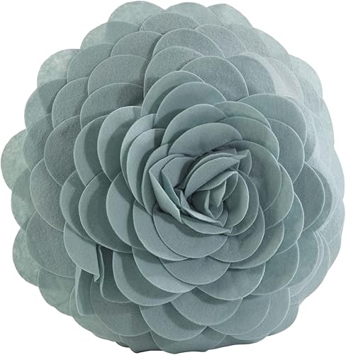 SARO LIFESTYLE Flower Design - Almohada rellena de poliéster, color aguamarina, 13 pulgadas