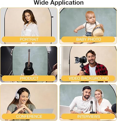 Miniatura 5 de Kate Telones de fondo plegables para fotografía beigecian, fondo de panel desplegable 2 en 1 para fiestas, retratos, videos, podcast, 5 x 6.5 pies