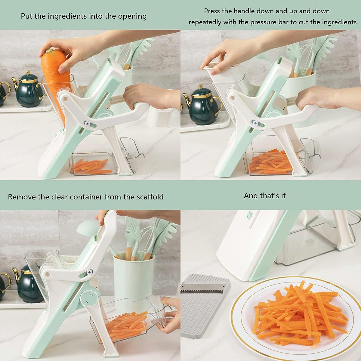 Supernal Safe Mandoline Slicer For Kitchen,Vegetable Slicer Mandolin (5 Kind Blades),Food Onion Vegetable Chopper,Cheese Slicer,French Fry Cutter