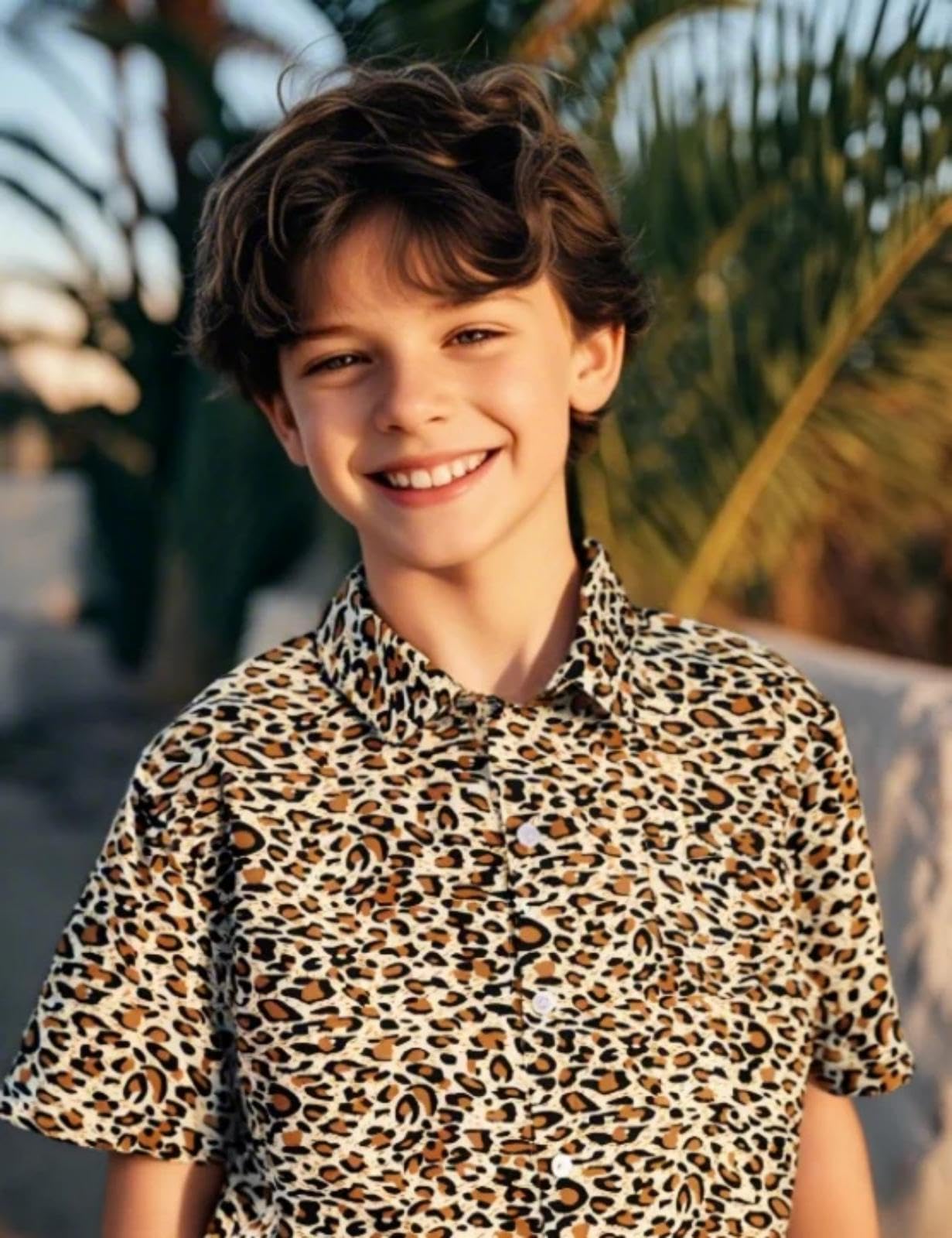 Ragazzo Camicia Bambini Camicia Hawaiana Maniche Corte 5-12 Anni (XS-L)