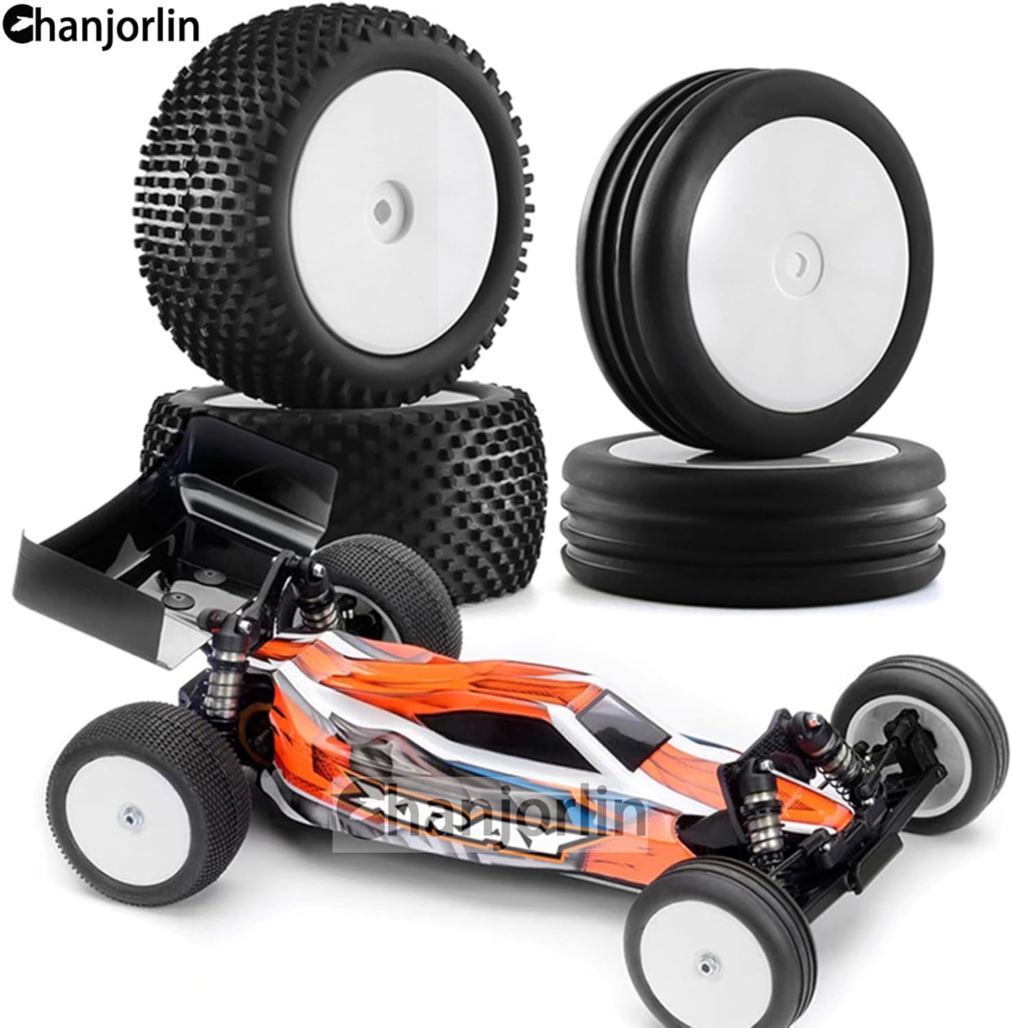 1/10 RC Off Road racing Tires and Wheels Rims 12mm Hex Front and Rear Tyres For 1:10 Scale Buggy Car Serpent Spyder SRX2 SRX4 XRAY XB2 Tekno EB410 yokomo yz4 Tamiya TD4 TT-02B DF-02 4PCS