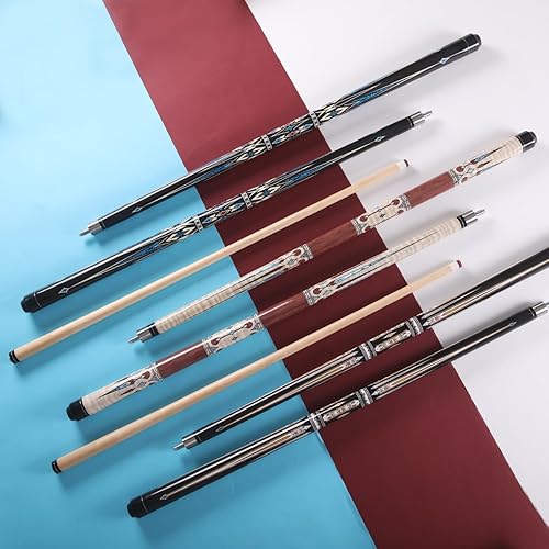 Miniatura 6 de Juego de palos de billar profesionales de 58" - Mango de arce canadiense con envoltura de lino irlandés, punta de cuero de 13 mm, junta de latón