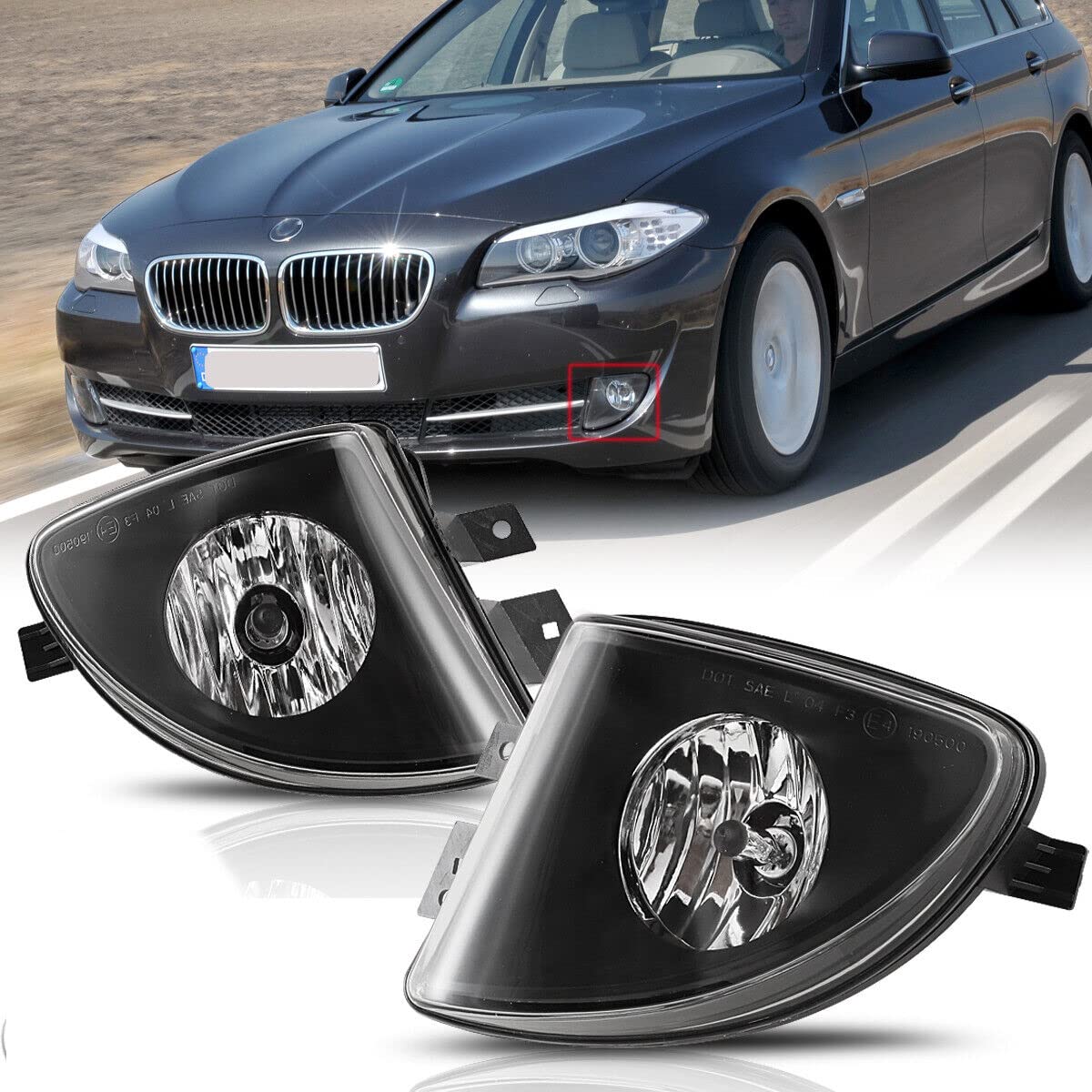 ROXX Fog Lights Compatible with 2010 2011 2012 2013 BMW 528i 535i 550i xDrive Sedan, 2012 2013 BMW ActiveHybrid 5 Sedan Fog Lamp Assembly Driver Passenger Replacement