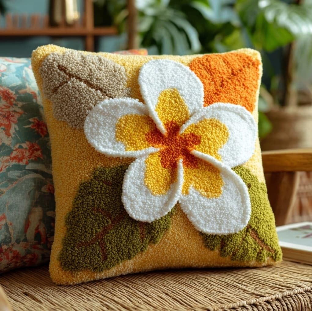 AxiangziK DIY Latch Hook Pillow Kits for Adults,Frangipani