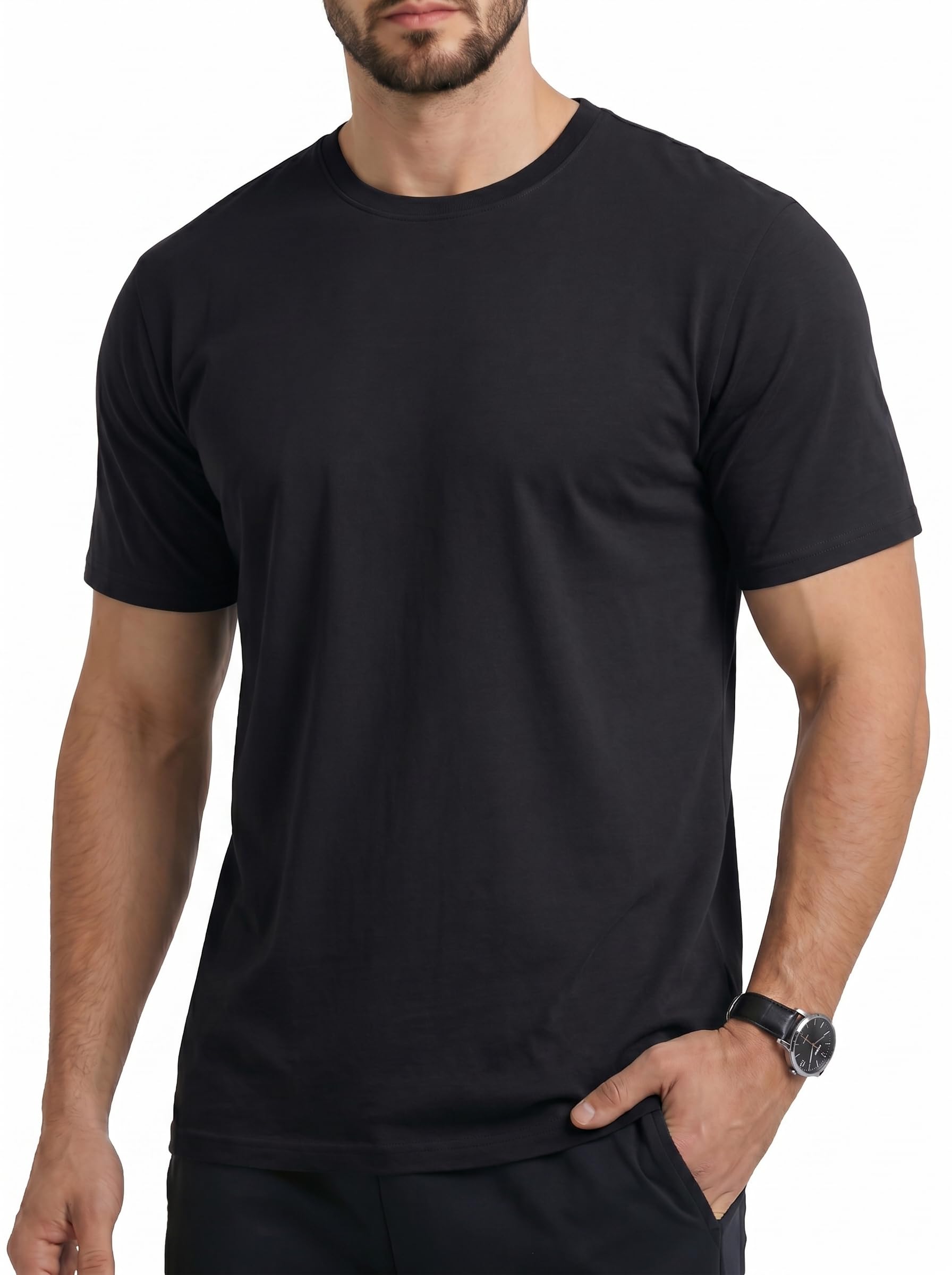 Cavva UV Shirt Herren Sommer Kurzarm T Shirt UPF50+ Rundhals Funktionsshirt Bambus Freizeit Atmungsaktiv Oberteil