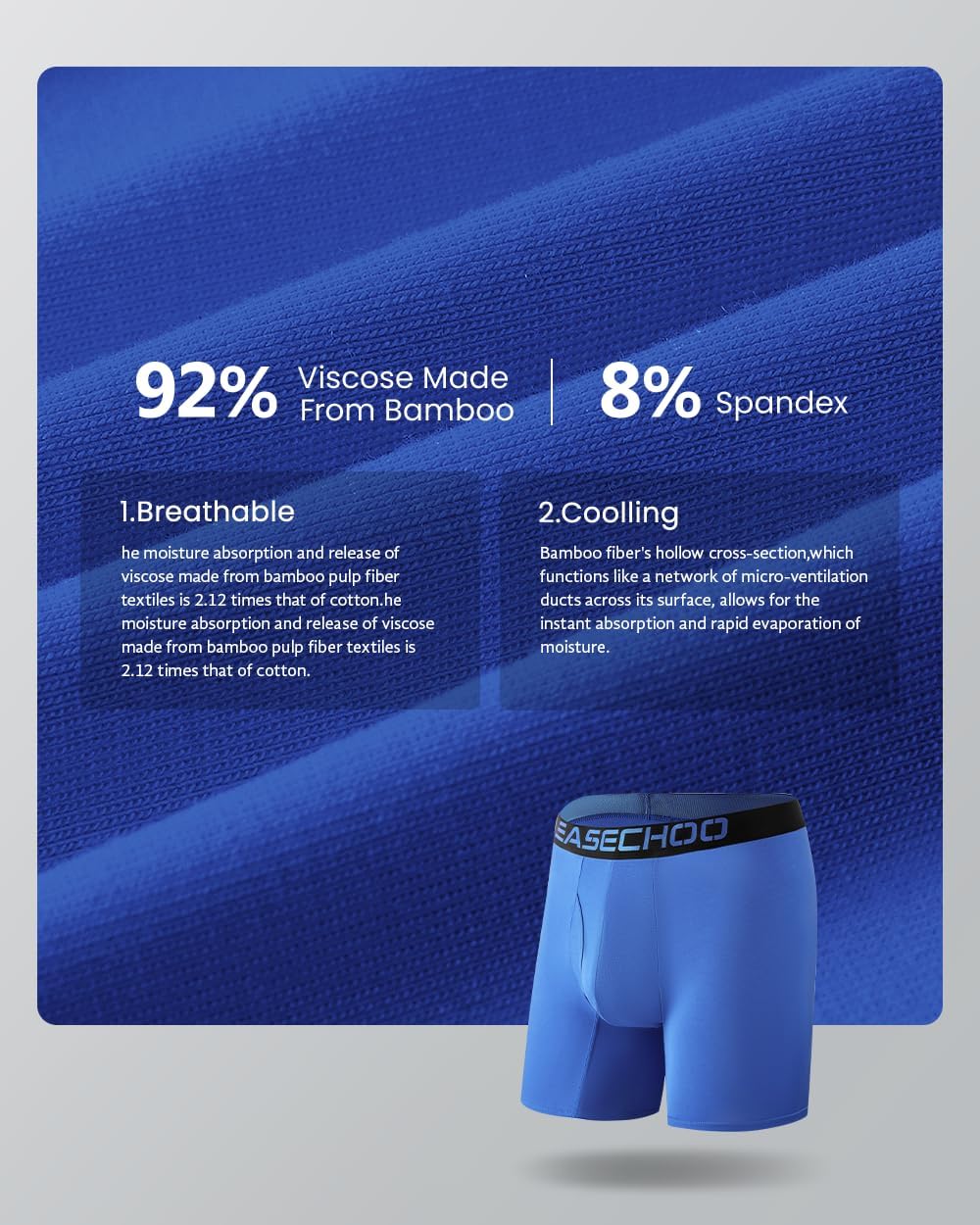 Men's Underwear,Rayon Made from Bamboo Men Boxer Briefs,Ultra Soft,Breathable,No Riding Up Leg,7 Pack - Image 5