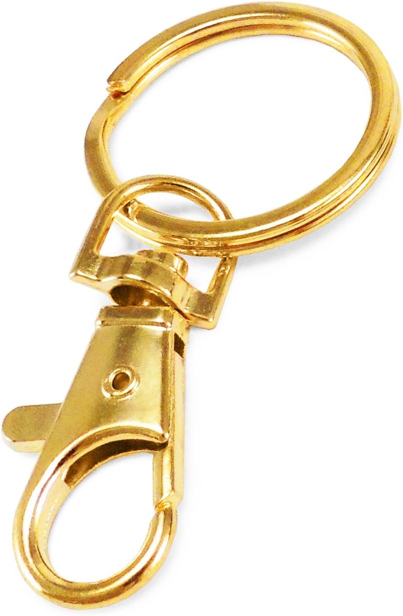 Lobster Clasps Trigger Swivel Clip Key Ring Bag Charm Finding Split Ring AIT+B4T-Gold