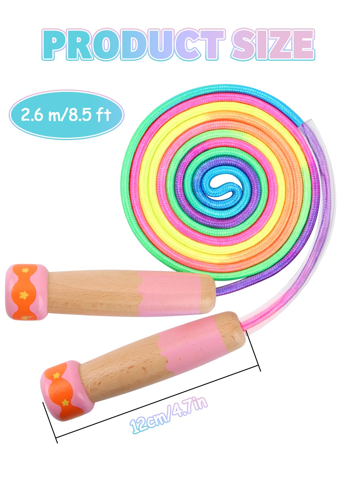 Lorvain - Cuerda de saltar ajustable para niños, cuerdas de saltar para niños con mango de madera para niñas y niños, cuerdas de saltar pesadas para fitness, entrenamiento, ejercicio, actividades