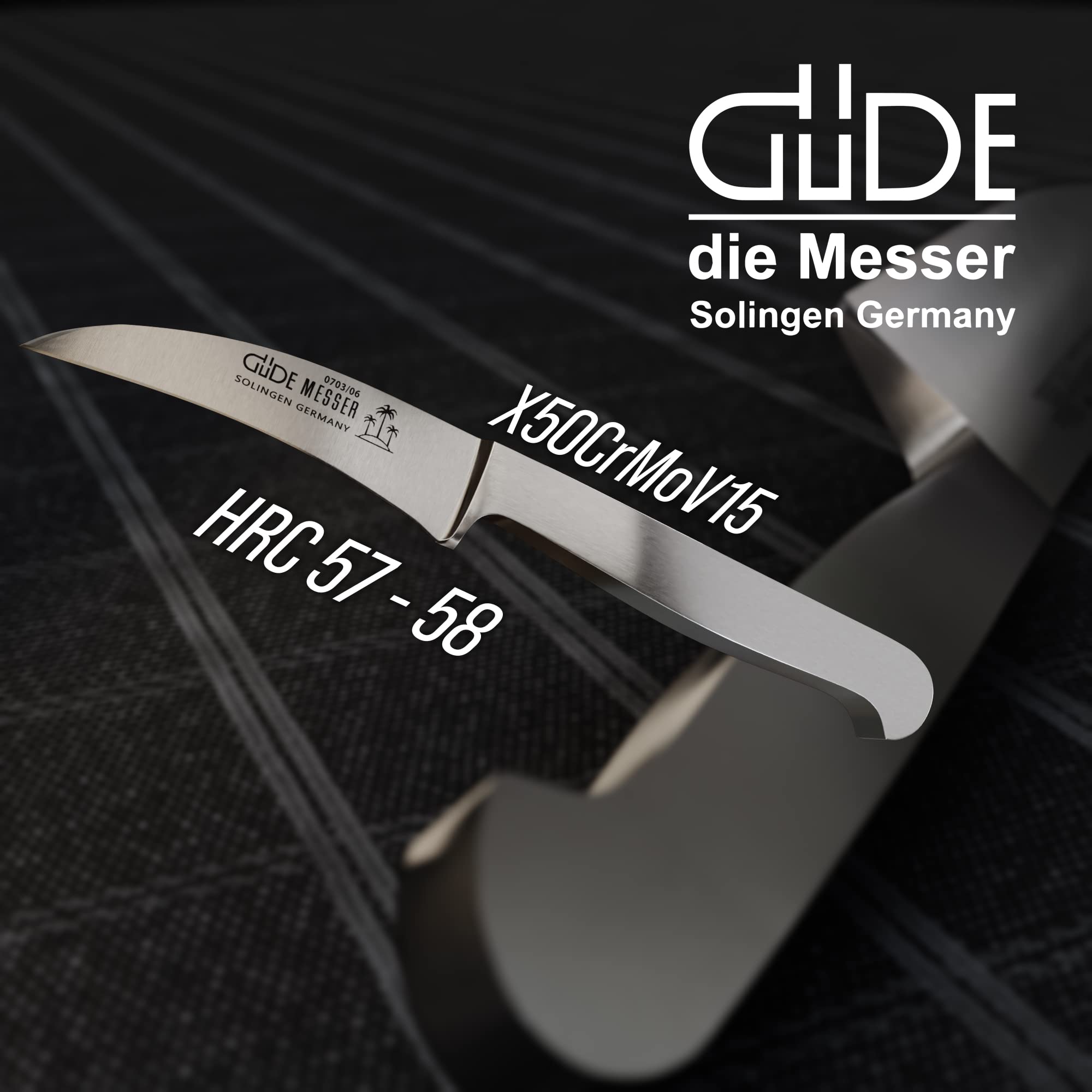 GÜDE Solingen - Schälmesser geschmiedet, 6 cm, Ganzstahl, KAPPA, Handmade Germany