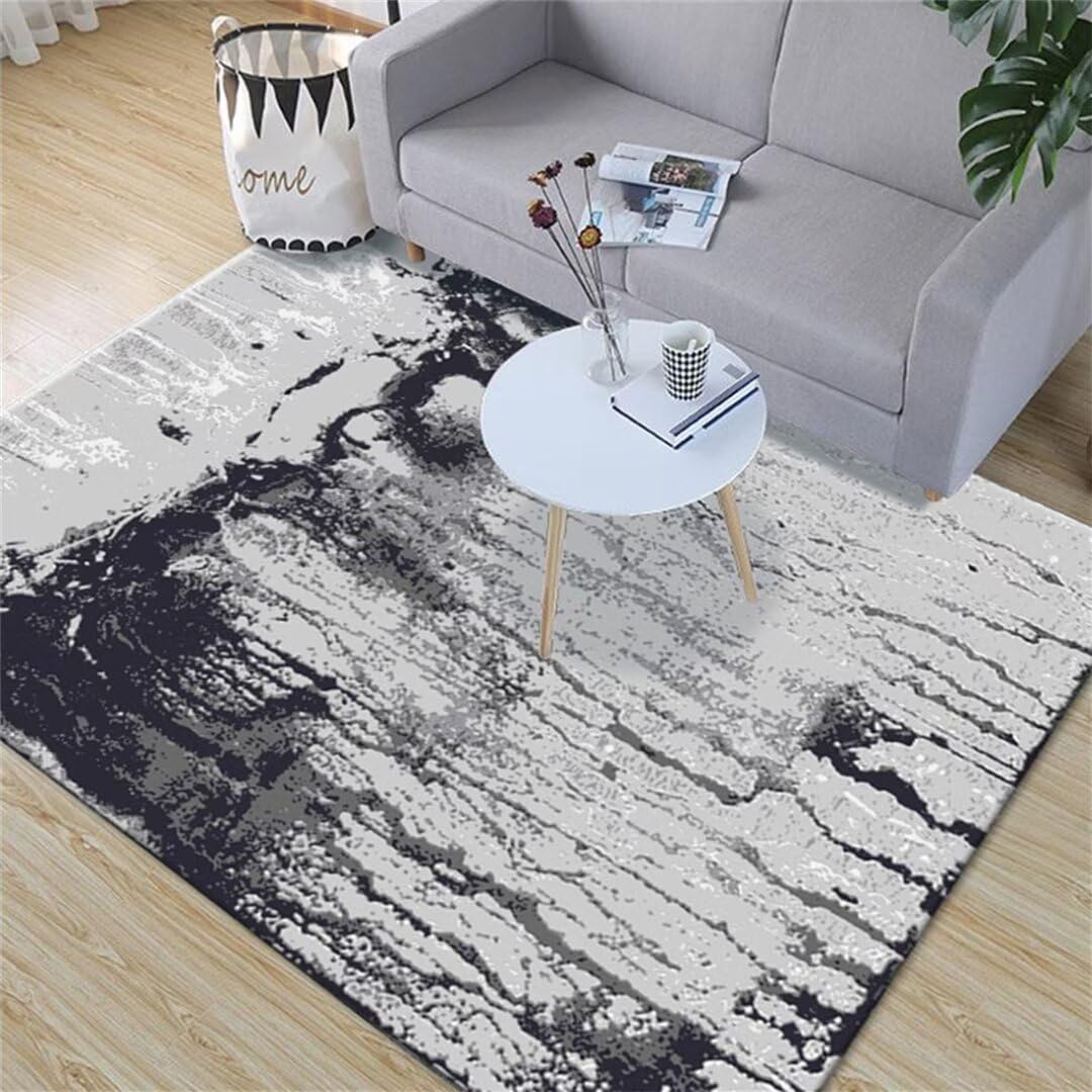 Tapis salon poil court gris 170x240 cm abstrait pour salle à manger