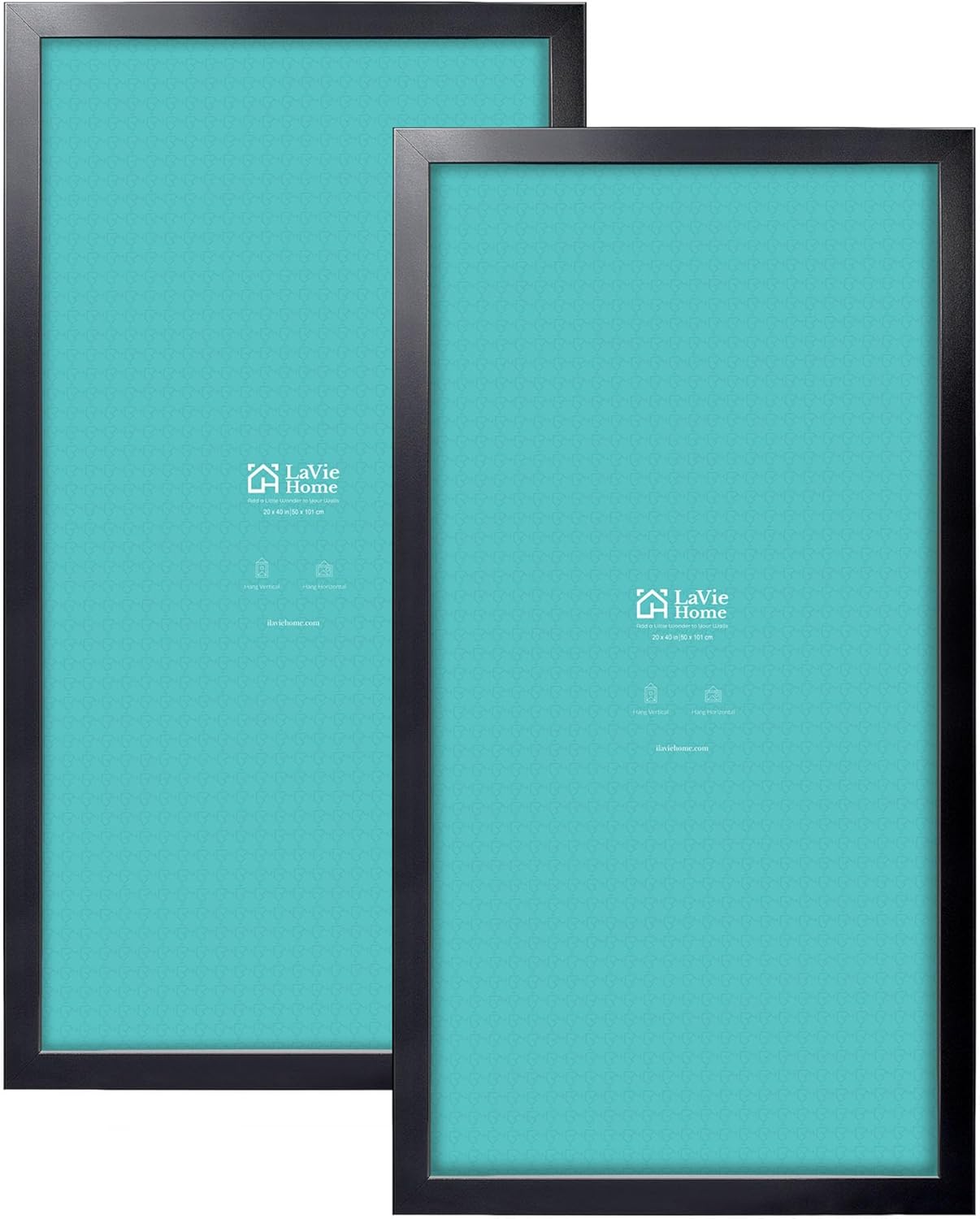 LaVie Home 20 x 40 Poster Frame 2 Packs Black, Display Pictures 10x30 with Mat or 20x40 Without Mat, Horizontal or Vertical Wall Gallery Panoramic Frames with High Definition Plexiglass Suitable for