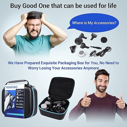 Miniatura 7 de YEMIUGO Afeitadoras de cabeza para hombres calvos 5 en 1 kit de afeitadora eléctrica USB calva IPX7 impermeable para hombre para barba nariz