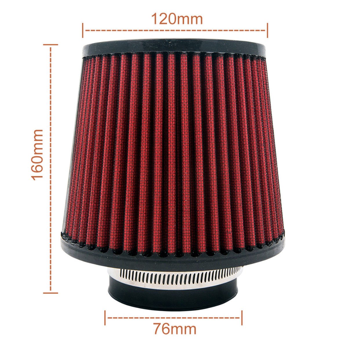 MASO Filtro dell'aria dell'automobile universale Performance Filtro dell'aria ROSSO Per 76mm 3" Kit aspirazione induzione (39093)