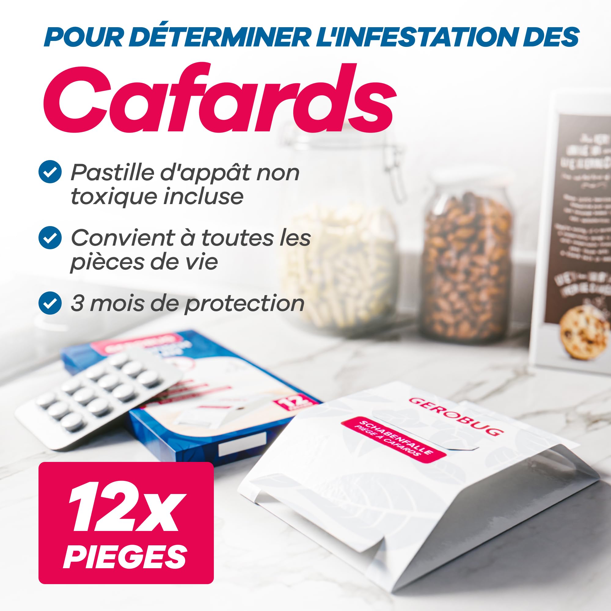 Gerobug Piège à cafards Professionnel 12 pièces - Piège à Colle pour surveiller les cafards