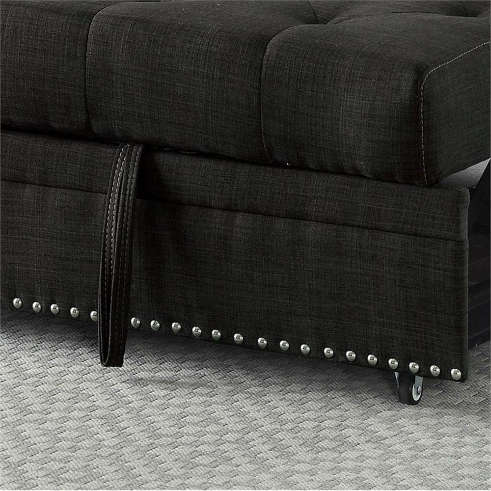 Furniture of America Foleyet Fabric Button Tufted Futon Sofa in Gray