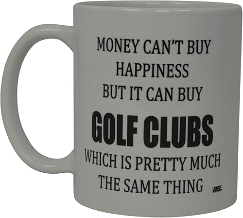 Rogue River Tactical La mejor taza de café de golf divertida, el dinero no puede comprar la felicidad, pero compra palos de golf, novedad, chiste,