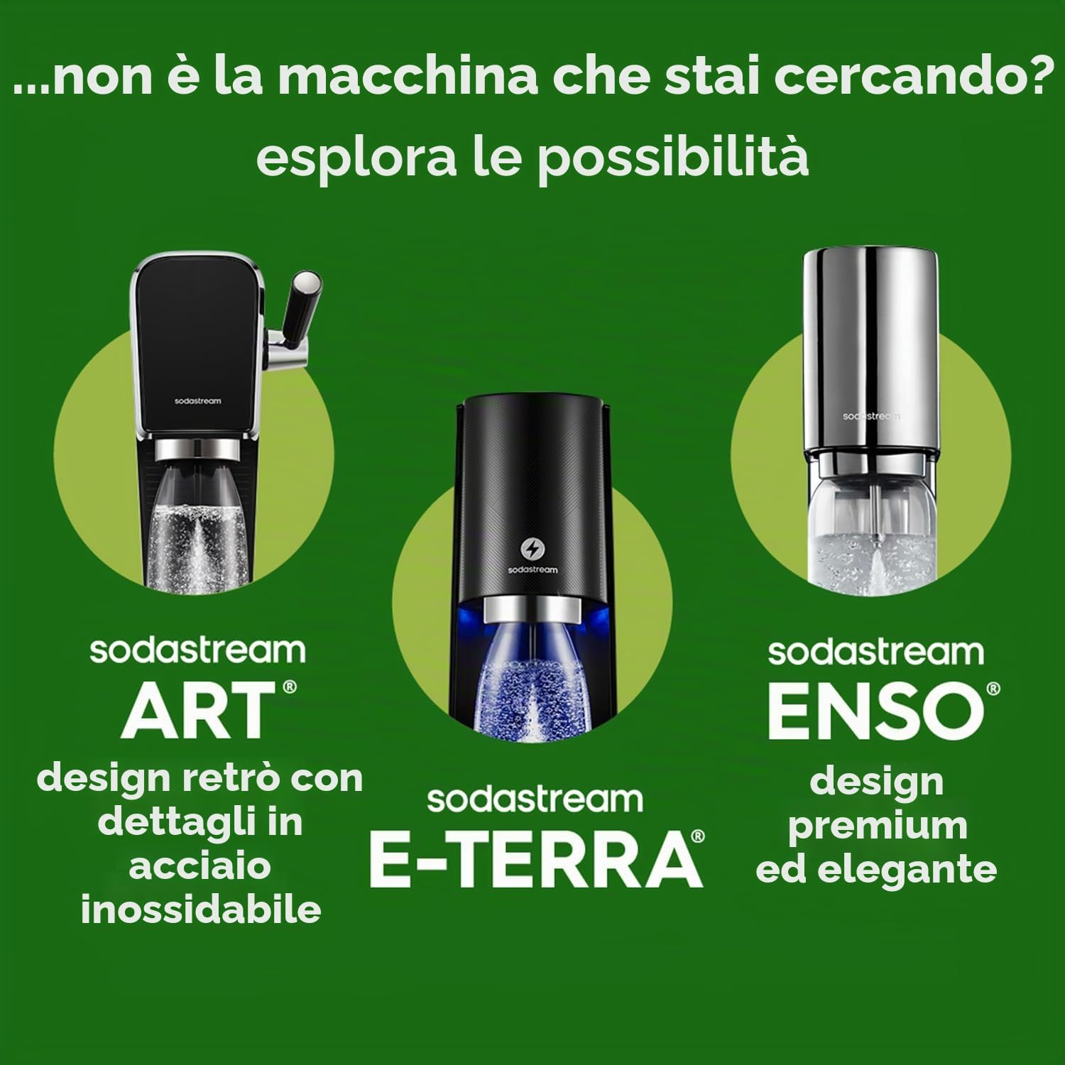 SodaStream Gasatore d’acqua Terra Nero include cilindro di Co2 per realizzare fino a 60 Litri di acqua frizzante, inclusa tre bottiglie da 1 L lavabili in lavastoviglie