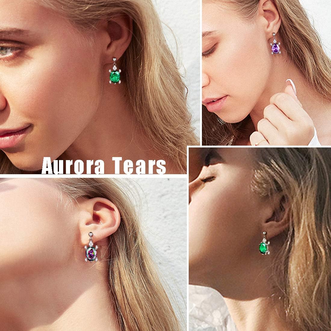 Aurora Tears Tutrle Jewelry 925 Sterling Silver Women Sea Animal Turtle Necklace/Earring/Ring/Bracelet Crystal Cubic Zirconia Jewelry