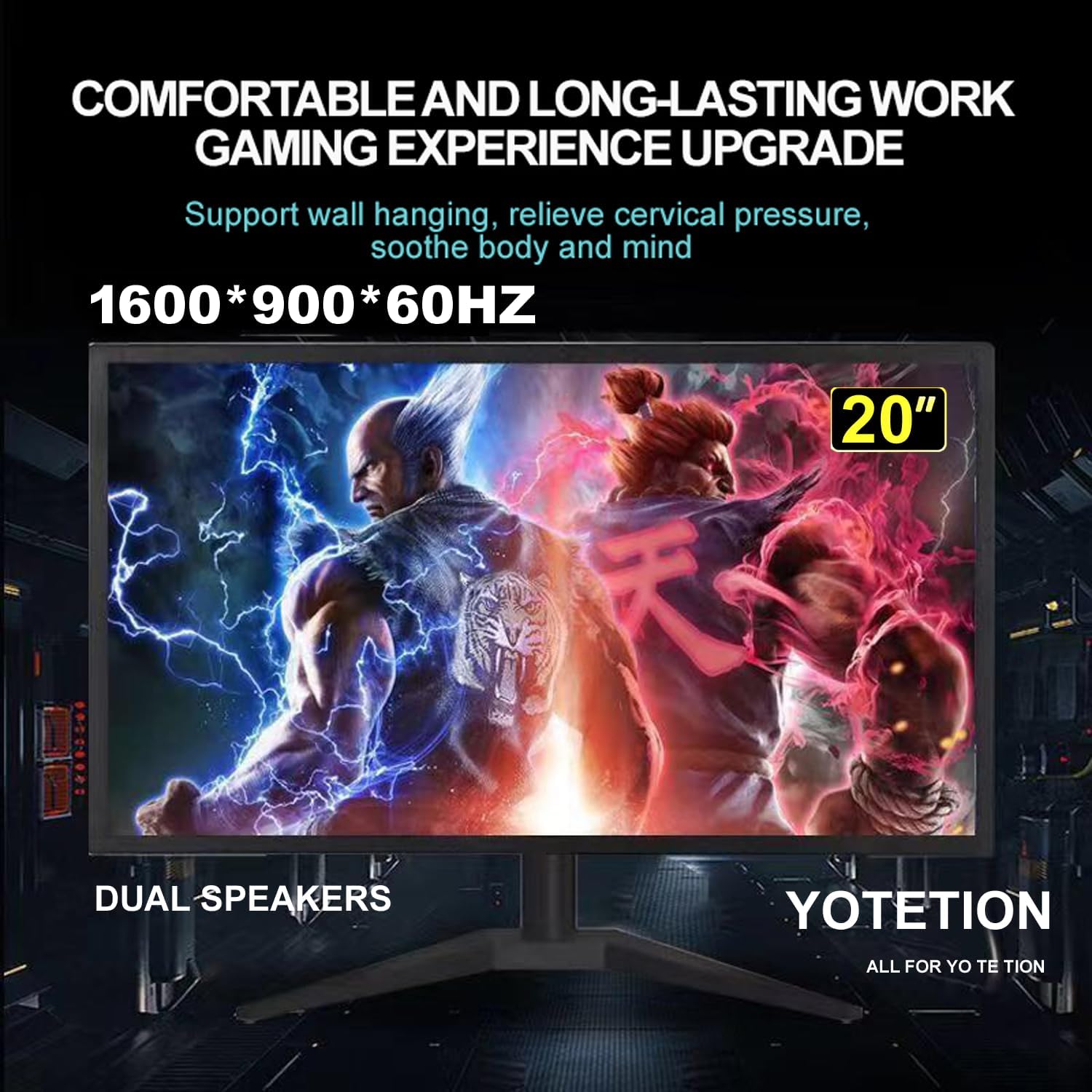 20 '' HD (1600 x 900) Monitor, 60Hz with Audio Refresh Rate, HDMI x1, Small Thin Monitor for laptops, Computers and desktops,LED Display