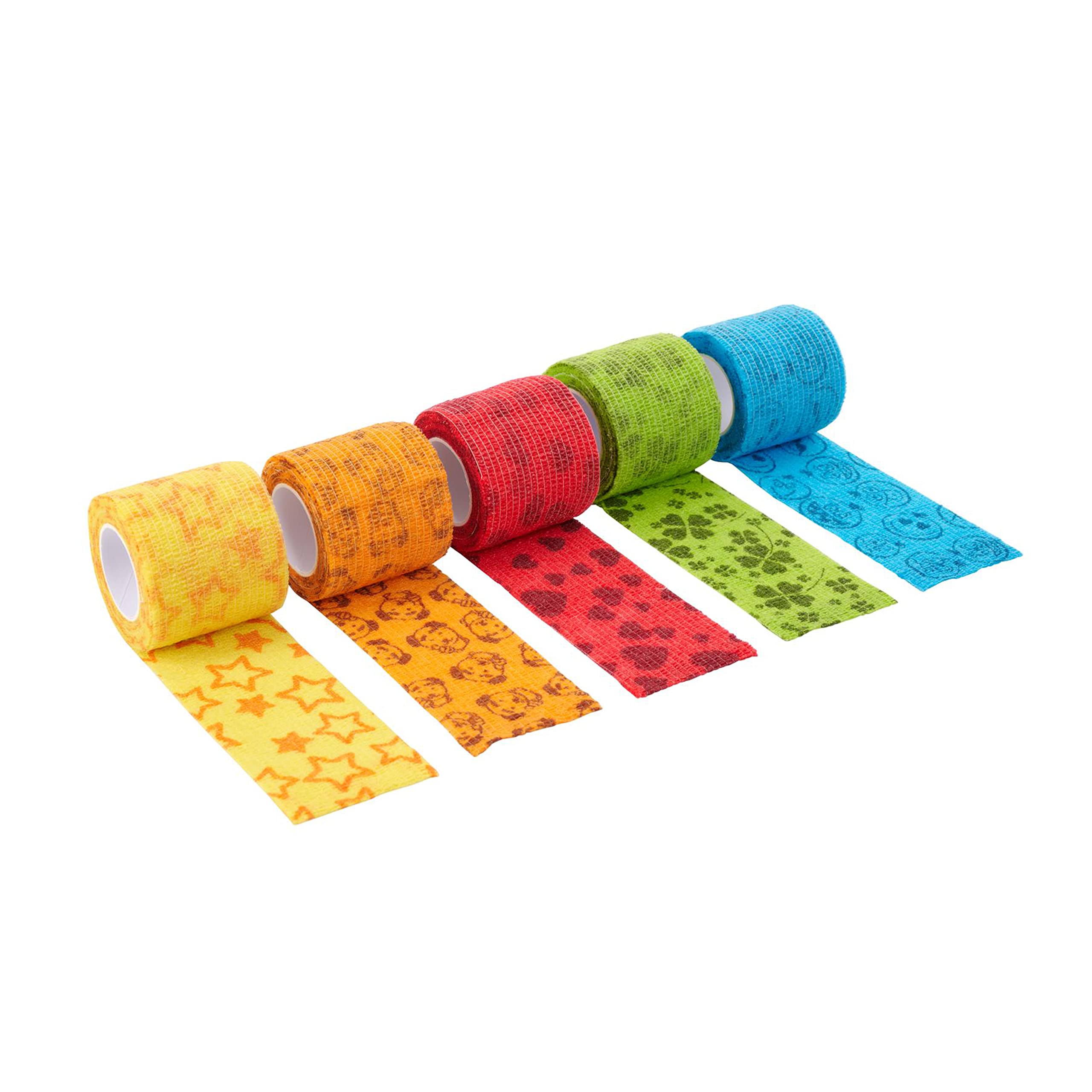 KRUUSE Fun-Flex Care Inside-Out bandaż (opatrunek dla psów, samoprzylepny opatrunek do mocowania opatrunków, szyn, cewników itp., bandaż elastyczny, akcesoria dla psów), 5 cm x 4,5 m