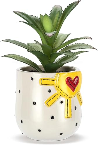 Miniatura 3 de DEMDACO Heartful Home by Tracy Pesche Collection Mini suculenta sintética con mariposa y corazón, 2 x 1.5 pulgadas, cerámica decorativa para