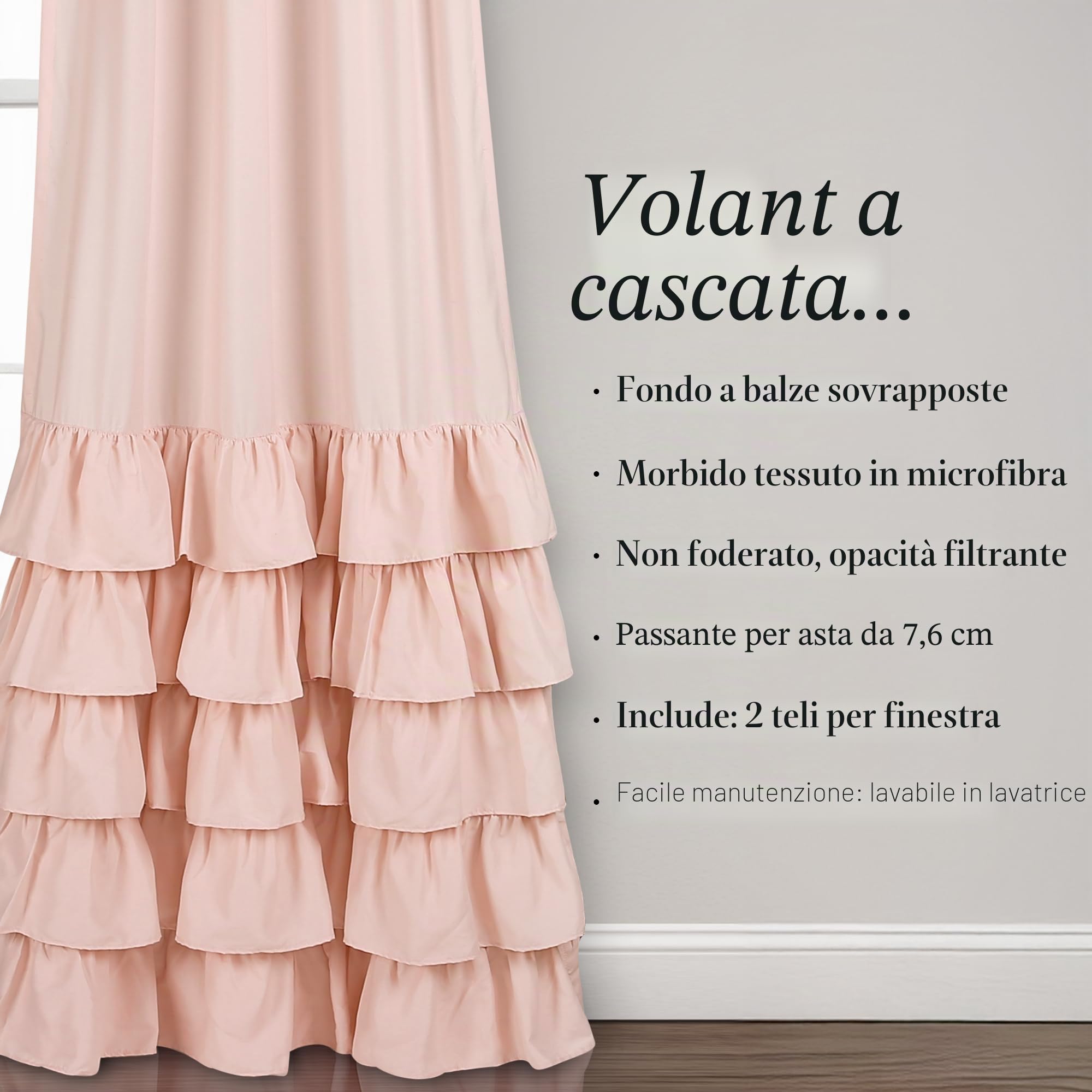 Lush Decor Set di pannelli per finestre per soggiorno, sala da pranzo, camera da letto (coppia), poliestere, rosa cipria, 101,6 cm di larghezza x 213,4 cm di lunghezza (confezione da 1)
