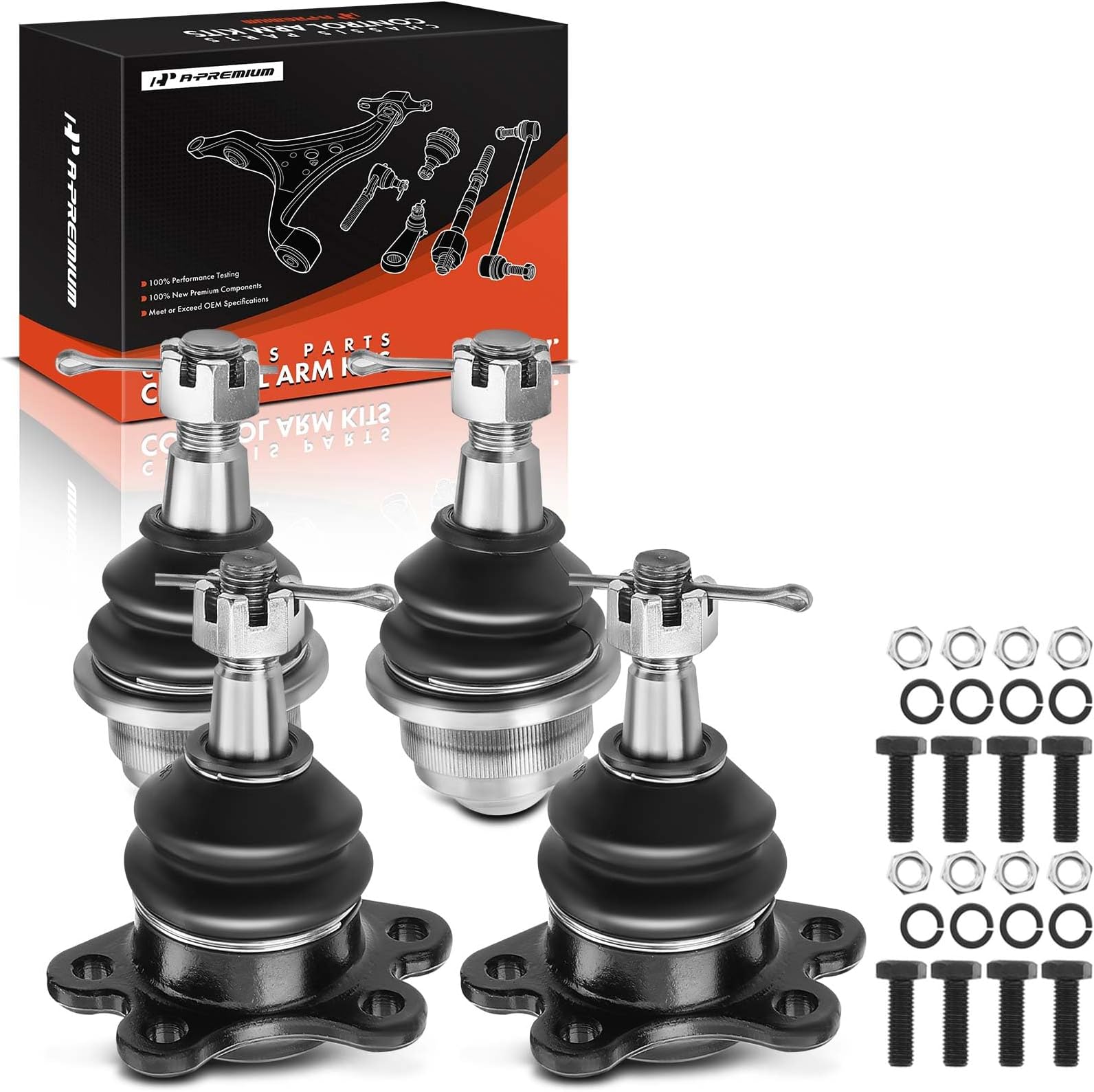 A-Premium 4-PC Front Upper & Lower Ball Joints Kit, Compatible with Chevrolet & GMC & Cadillac - Tahoe 1996-2000, Yukon 1996-1999, Escalade 1999-2000, K1500 (Suburban) 1996-1999, K2500 1996-2000