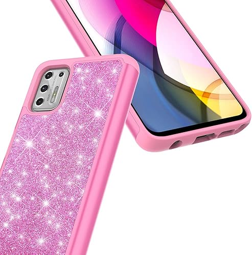 Miniatura 4 de Funda diseñada para Motorola Moto G Stylus 2021 con purpurina con vidrio templado, absorción de golpes, antiarañazos, resistente y duradera,