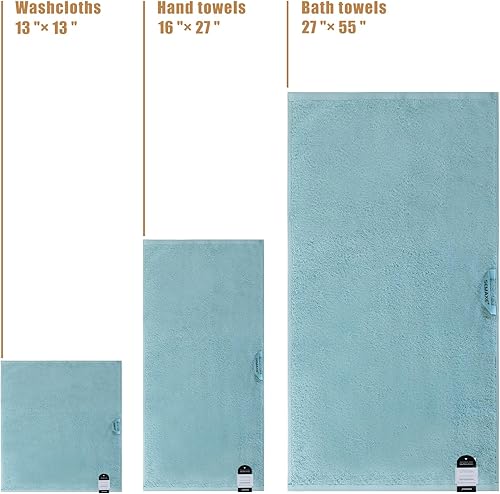 Miniatura 6 de SEMAXE - Juego de toallas azules 100% algodón, 2 toallas de baño, 2 toallas de mano, 4 toallas pequeñas, toalla con bucles para colgar y etiqueta