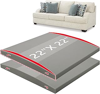 HAVARGO Couch Cushion Support High Density Foam 22X22X2.4 Inches Sofa Couch Supports for Sagging Cushions Light Grey 2Pcs with Anti Slip Mesh Fabric