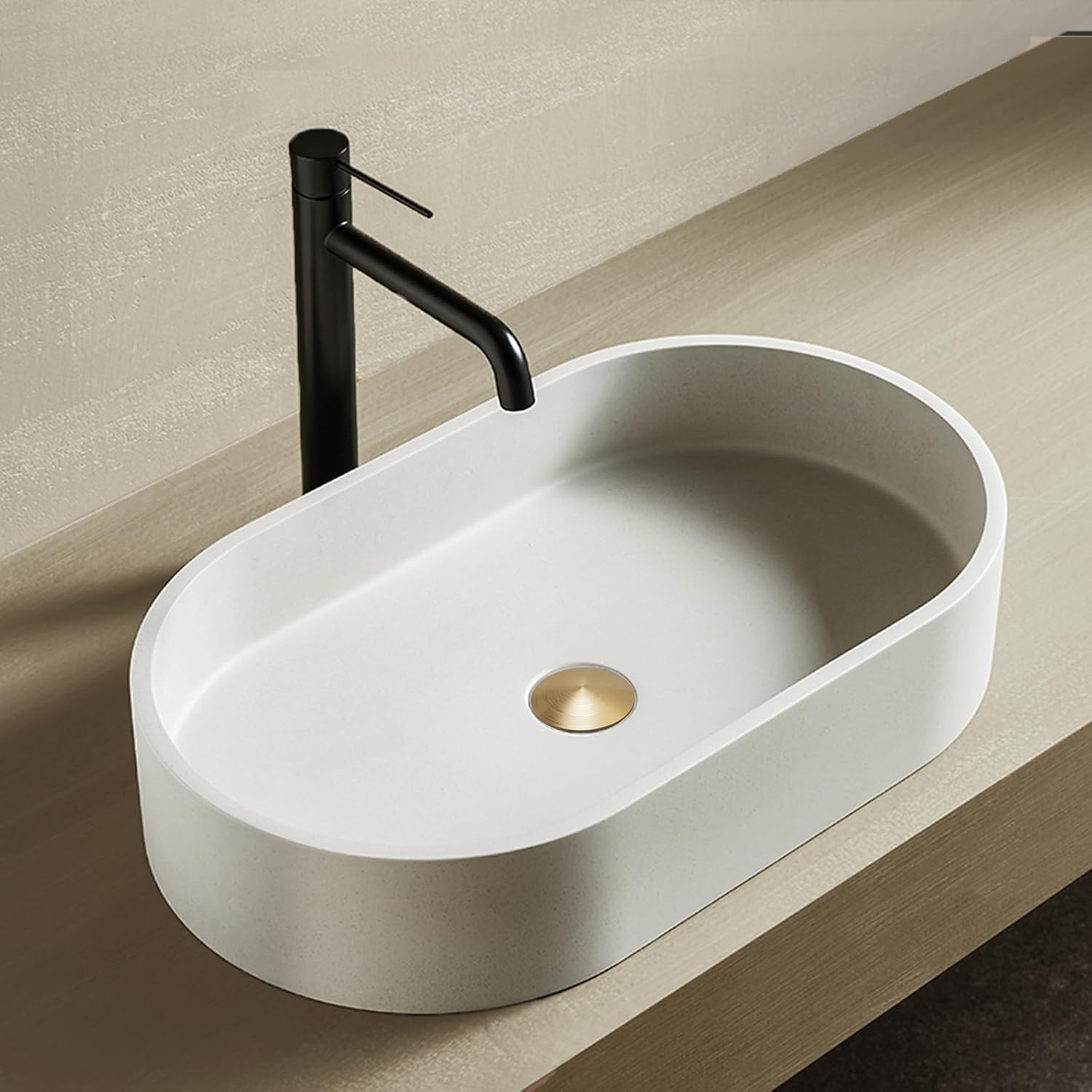 Bathroom Sink Drain with Strainer Basket and Pop-Up Drain Stopper Set (Gold, Without Overflow)